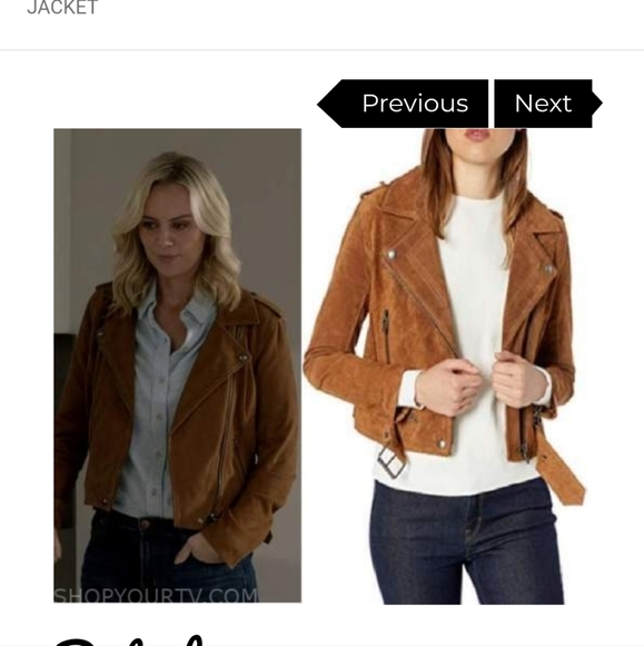 NAF NAF Suede Caramel Brown Biker Jacket NWT 8 - Picture 12 of 12